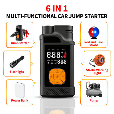 Rechargeable Automobile Jump Starters 8000mAh Car Jump Starter Power With Air Compressor Flashlight Lighting