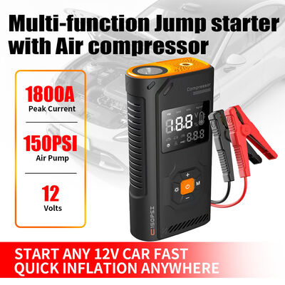 8000mah 10000mah 12000mah Portable Tire Inflators 12v Car Jump Starter Kit With Led Lights Battery Powered