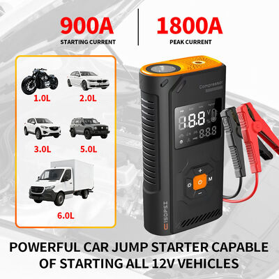 8000mah 10000mah 12000mah Portable Tire Inflators 12v Car Jump Starter Kit With Led Lights Battery Powered