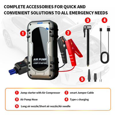 Air Compressor Tire Inflator 3 - 150 PSI Emergency Battery Pack Portable Car Jump Starter 12 Volt 32000mAh
