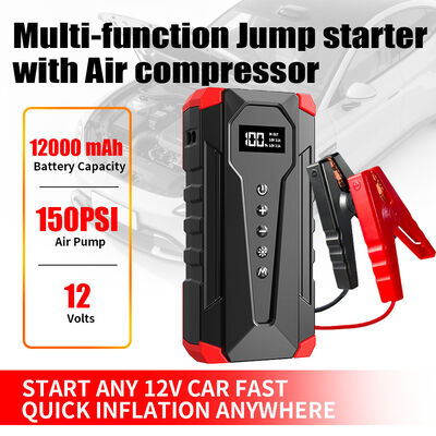 12000mAh Battery Jump Starter With Air Compressor 12 Volt Battery Jump Box Auto Battery Booster Tire Inflator
