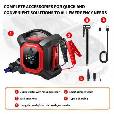 2000A 24 Volt Truck Emergency Jump Starter 64000mAh Car Battery Booster Pack Air Compressor For Cars