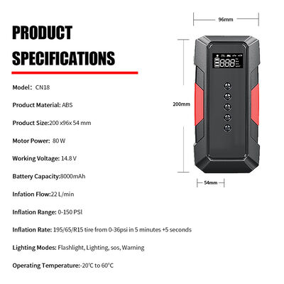 Multi Functional Car Battery Jump Starter Booster Pack 8000mAh 12V Car Emergency Start Power Supply