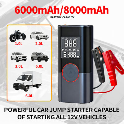 Portable Car Battery Jump Starter Pack Type C Jump Starter With Air Compressor 0-150PSI