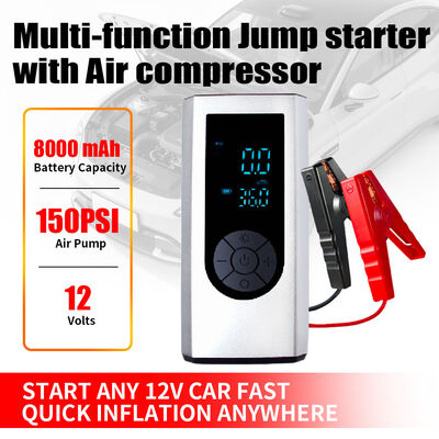 Portable Car Air Compressor For Tires 12V 150psi Digital Rechargeable Car Battery Charger Jump Starter Led Display