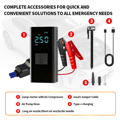 Car Battery Charger Jump Starter Battery Pack Car Emergency Power Supply 6000mAh / 8000mAh Air Compressor