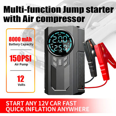 Vehicle Jump Starter With Tyre Inflator 150 PSI Air Pump Compressor Emergency Starter Pack Battery Booster