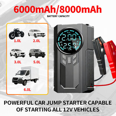 Emergency Jump Starter With Tyre Inflator 150 PSI Mini Portable Car Air Pump Compressor Tire Pump Starter Pack