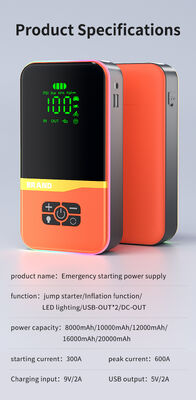 Vehicle Battery Jump Starter Pack With USB Port LED Light Warning Light Car Jump Starter Air Compressor For Car Tires