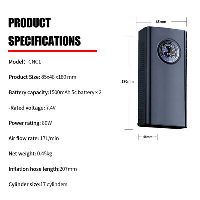 Wireless Airpump  Smart Digital  Car Tire Inflator with LED Light, Warning Light & SOS