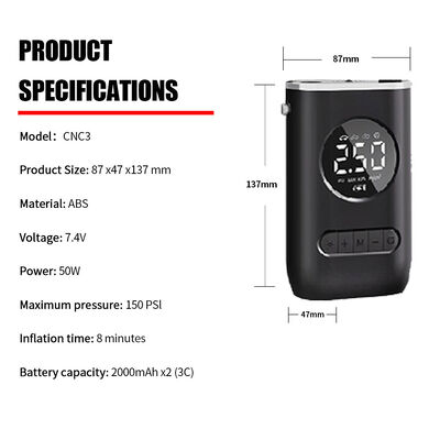 Mini Portable ABS Car Air Compressor With Emergency Light Tire Inflator Smart Wireless Airpump For Tires