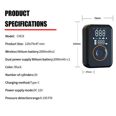 Emergency Car Battery Jump Starter  With LED / SOS Light Smart Tire Inflators Wireless 0 - 150PSI Air Compressor For Tires