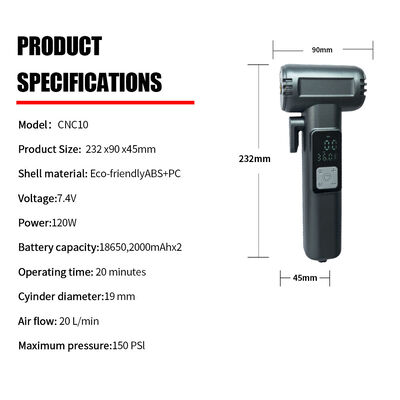 Battery Power Bank Portable Tire Inflators Rechargeable 120W 7.4V Electric Air Pump For Car Tires