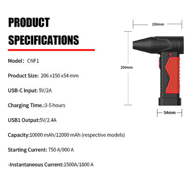 Portable Vacuum Cleaner Jump Starter 10000MAh / 12000MAh Car Tire Inflator Air Compressor Pump Battery Booster