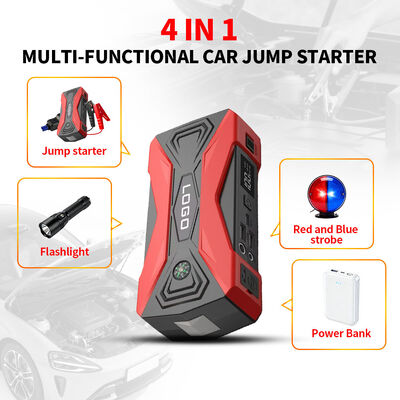 6000mAh 7200mAh 8000mAh Multi Functional Jump Starter Lithium Battery High Power Car Battery Jump Starter Smart Digital Portable Emergency Car Battery Jump Starter with LED Light, Warning Light & SOS