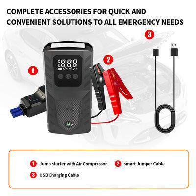 Portable Emergency Car Battery Jump Starterwith Rechargeable Design, LED Light, Warning Light & SOS Diesel Gasoline Automobile Jump Starters 22.2Wh 26.64Wh 29.6Wh Emergency Start Power Supply