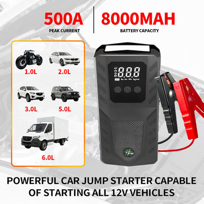 Portable Emergency Car Battery Jump Starterwith Rechargeable Design, LED Light, Warning Light & SOS Diesel Gasoline Automobile Jump Starters 22.2Wh 26.64Wh 29.6Wh Emergency Start Power Supply