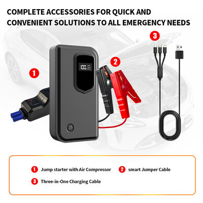 Multi Functional Car Battery Jump Starter Pack High Power 6400mAh Automobile Power Supply Digital SmartJump Starter for Car with LED Light, Warning Light, SOS & Emergency Battery Power