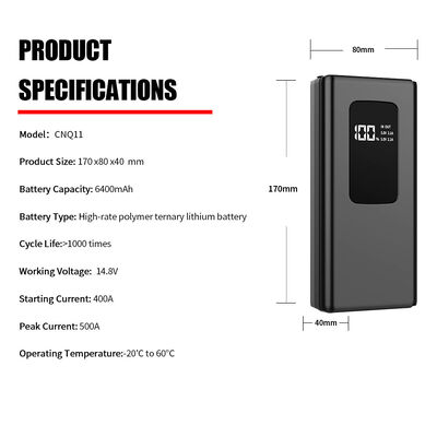 Automobile Emergency Mobile Power Supply 16000mAh 14.8V Portable Emergency Jump Starter SmartEmergency Car Battery Jump Starter with LED Light, Warning Light, SOS & Rechargeable Portability