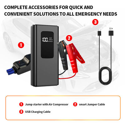 Automobile Emergency Mobile Power Supply 16000mAh 14.8V Portable Emergency Jump Starter SmartEmergency Car Battery Jump Starter with LED Light, Warning Light, SOS & Rechargeable Portability