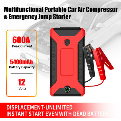 Multifunctional Auto Emergency Jump Starter 300A - 600A Gasoline Diesel Emergency Car Starter Pack  Digital Portable Emergency Car Battery Jump Starter with LED Light, Warning Light & SOS Integration