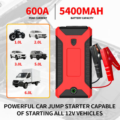 Multifunctional Auto Emergency Jump Starter 300A - 600A Gasoline Diesel Emergency Car Starter Pack  Digital Portable Emergency Car Battery Jump Starter with LED Light, Warning Light & SOS Integration