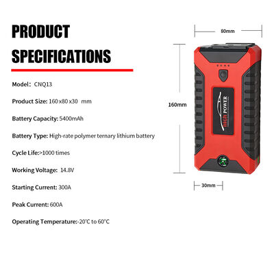 5400mAh Automobile 2 In 1 Jump Starter With Air Compressor 300A - 600A Portable Car Battery Charger Jump Starter SmartRechargeable Jump Starter + LED Light, Warning Light, SOS & MultifunctionEmergency