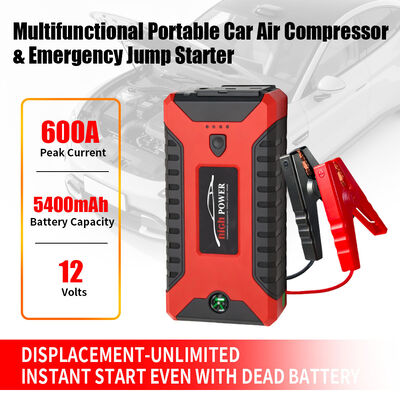 5400mAh Automobile 2 In 1 Jump Starter With Air Compressor 300A - 600A Portable Car Battery Charger Jump Starter SmartRechargeable Jump Starter + LED Light, Warning Light, SOS & MultifunctionEmergency