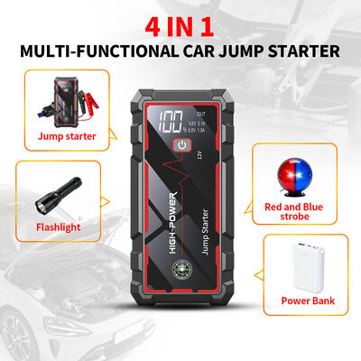 6400mah 12V Portable Car Battery Jump Starter Power Station With LED Display Multi Function Smart DigitalEmergency Car Jump Starter with LED Light, Warning Light, SOS & Portable Rechargeable Design