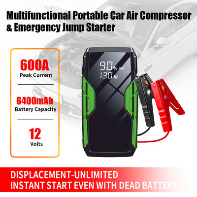 6400mAh 12V Vehicle Battery Jump Starter Portable Car Battery Booster Jump Starter Power Bank Portable Emergency Car Battery Jump Starterwith SmartLED Light, Warning Light, SOS & Rechargeable Multifun