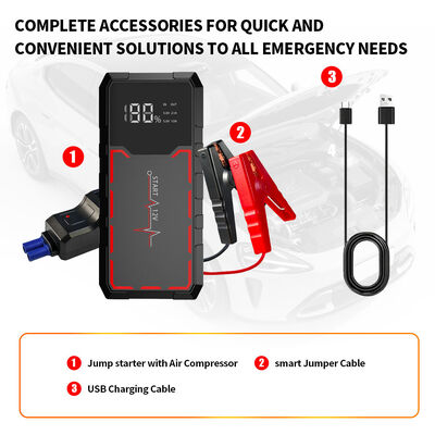 Outdoor 12V Multi Function Portable Car Jump Starter 6800mAh Battery Lithium Battery Booster SmartEmergency Car Jump Starter with Digital Control, LED Light, Warning Light & SOS Function
