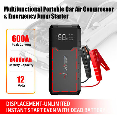 Outdoor 12V Multi Function Portable Car Jump Starter 6800mAh Battery Lithium Battery Booster SmartEmergency Car Jump Starter with Digital Control, LED Light, Warning Light & SOS Function