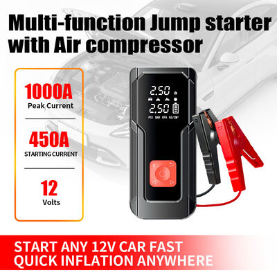Smart 6000mAh Car Jump Starter with 150 PSI Tire Inflator and LED Flashlight Portable Power Bank