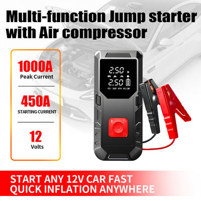 6000mAh Battery Car Jump Starter with 150PSI Tire Inflator and LED Flashlight for Emergency Power Supply