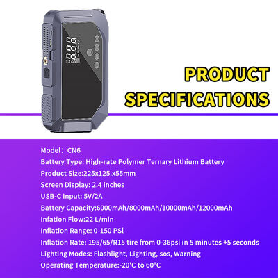 Powerful 1000A Car Jump Starter with 150PSI Air Compressor , 6 in 1 Emergency Booster Pack for All 12V Vehicles