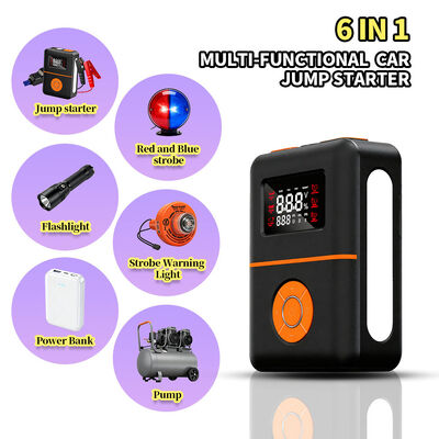 2400A Peak Current Car Jump Starter with 150 PSI Air Compressor and 16000mAh Power Bank for 12V Vehicles