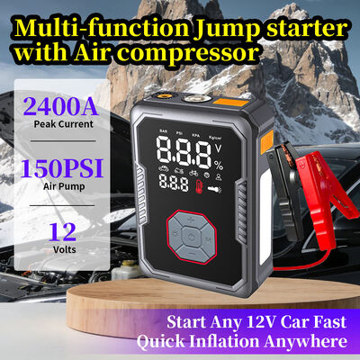 2400A Peak Current 150PSI Air Compressor 6-in-1 Multi Function Jump Starter for Cars Trucks Motorcycles