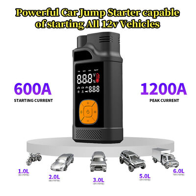 8000mAh 12V Jump Starter with 150 PSI Air Compressor and 2.4 Inch Display for Emergency Vehicle Start