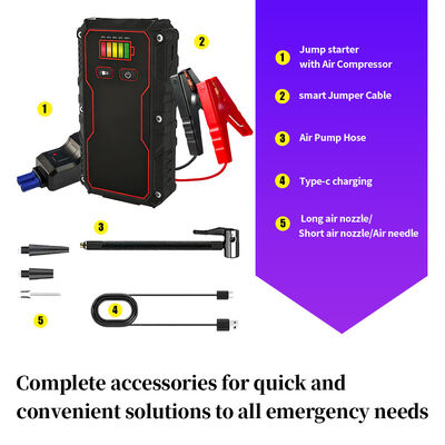 Portable 6-in-1 Car Jump Starter with 10000mAh Battery 150PSI Air Pump and Multi-Function Safety Tool