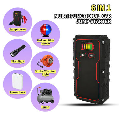 Portable 6-in-1 Car Jump Starter with 10000mAh Battery 150PSI Air Pump and Multi-Function Safety Tool