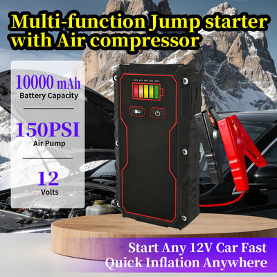 Portable 6-in-1 Car Jump Starter with 10000mAh Battery 150PSI Air Pump and Multi-Function Safety Tool