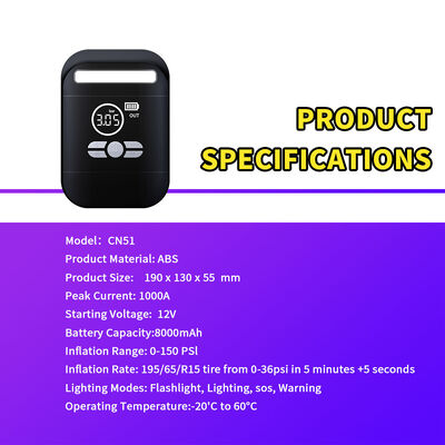 8000mAh Multi-Function Jump Starter and Battery Booster Pack with 150 PSI Tire Inflator Pump