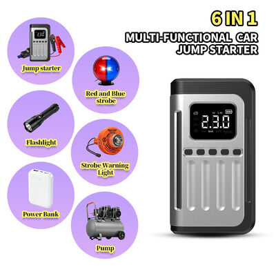 8000mAh 12V Car Jump Starter with 150PSI Air Compressor and Multi-Function Portable Power Bank for Emergency Use