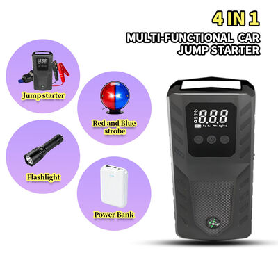 Multi-Function 12V 8000mAh Car Jump Starter with Air Compressor, 500A Peak, Power Bank, Flashlight, Strobe Light & Smart Cables