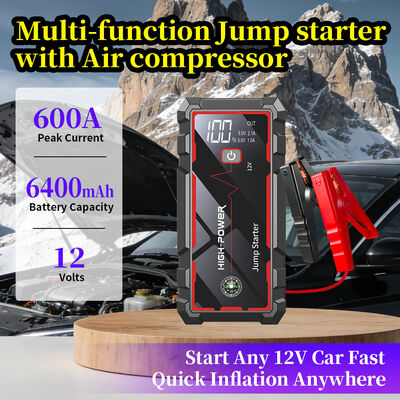 600A Peak 12V Car Jump Starter with 6400mAh Portable Power Bank and Multi-Function Emergency Features
