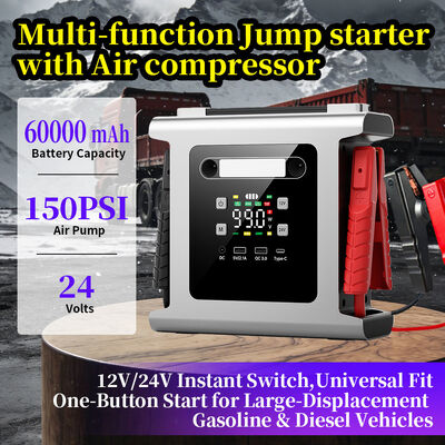 Emergency Car Battery Booster 60000mAh 12V/24V Jump Box with Built-in Air Pump for All Vehicles