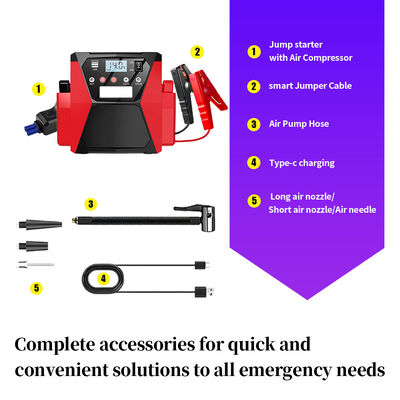 42000mAh 12V/24V Dual-Voltage Jump Starter with 150PSI Air Compressor for All Gas and Diesel Vehicles