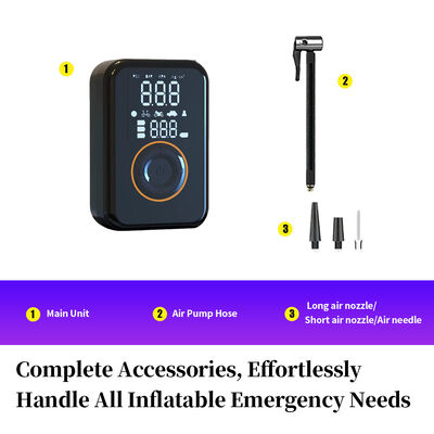 Rapid Portable Tire Inflator - Compact Design, Large Air Capacity, Complete Accessories for All Inflatable Emergencies