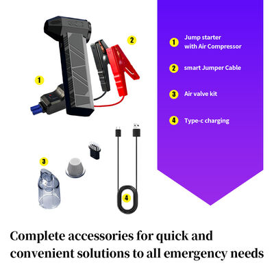 6000mAh 6-in-1 Emergency Jump Starter with 600A Peak Current for 12V Cars, Air Compressor, Flashlight, and Power Bank