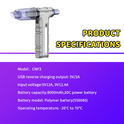 600A Peak Current Car Jump Starter with 8000mAh Battery and Air Compressor for 12V Vehicles